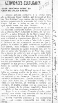 Mesa redonda sobre la obra de Oscar Castro. Mesa redonda sobre la obra de Oscar Castro.