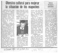 Ofensiva cultural para mejorar la situación de los mapuches Ofensiva cultural para mejorar la situación de los mapuches