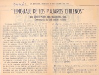 Lenguaje de los pájaros chilenos Lenguaje de los pájaros chilenos