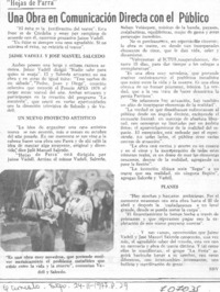 Una obra en comunicación directa con el público Una obra en comunicación directa con el público