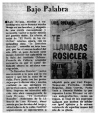 Bajo palabra. Bajo palabra.