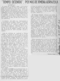 "Tiempo detenido", poemas de Ximena Adriazola "Tiempo detenido", poemas de Ximena Adriazola