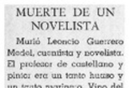 Muerte de un novelista. Muerte de un novelista.