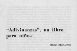 Adivinanzas", un libro para niños Adivinanzas", un libro para niños