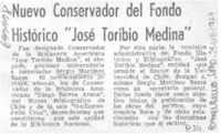 Nuevo conservador del fondo histórico "José Toribio Medina". Nuevo conservador del fondo histórico "José Toribio Medina".