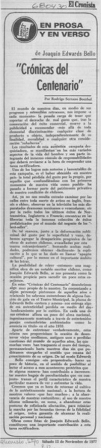 Crónicas del centenario Crónicas del centenario