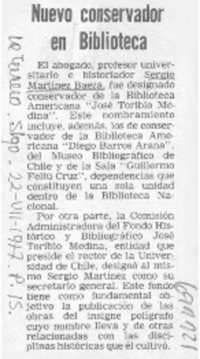 Nuevo conservador de biblioteca. Nuevo conservador de biblioteca.