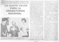 Un Nuevo valor para la dramatugia nacional. Un Nuevo valor para la dramatugia nacional.