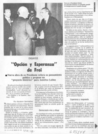 Opción y esperanza" de Frei. Opción y esperanza" de Frei.