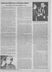 Gabriela Mistral y el Premio Nobel Gabriela Mistral y el Premio Nobel