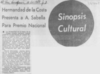 Hermandad de la costa presenta a A. Sabella para Premio Nacional. Hermandad de la costa presenta a A. Sabella para Premio Nacional.