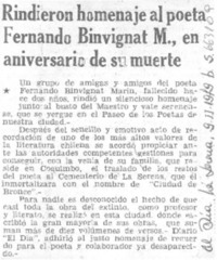 Rindieron homenaje al poeta Fernando Binvignat M., en aniversario de su muerte. Rindieron homenaje al poeta Fernando Binvignat M., en aniversario de su muerte.