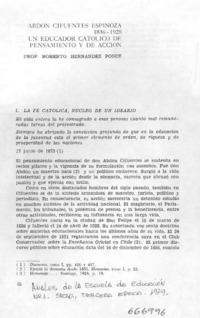 Abdón Cifuentes Espinoza 1836-1928, un educador católico de pensamiento y de acción Abdón Cifuentes Espinoza 1836-1928, un educador católico de pensamiento y de acción