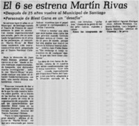 El 6 se estrena Martín Rivas. El 6 se estrena Martín Rivas.