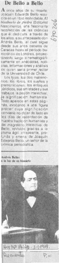 De Bello a Bello. De Bello a Bello.