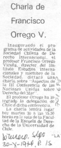 Charla de Francisco Orrego V. Charla de Francisco Orrego V.