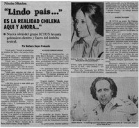 Lindo país," es la realidad chilena aquí y ahora -- Lindo país," es la realidad chilena aquí y ahora --