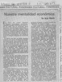 Nuestra mentalidad económica Nuestra mentalidad económica