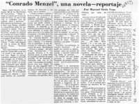 Conrado Menzel", una novela reportaje Conrado Menzel", una novela reportaje
