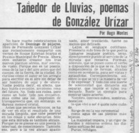 Tañedor de lluvias, poemas de González Urízar Tañedor de lluvias, poemas de González Urízar