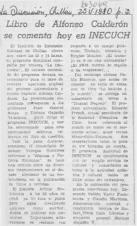 Libro de Alfonso Calderón se comenta hoy en INECUCH. Libro de Alfonso Calderón se comenta hoy en INECUCH.