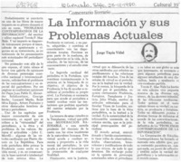 La información y sus problemas actuales La información y sus problemas actuales