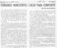 Fernando Monckeberg: crear para compartir Fernando Monckeberg: crear para compartir