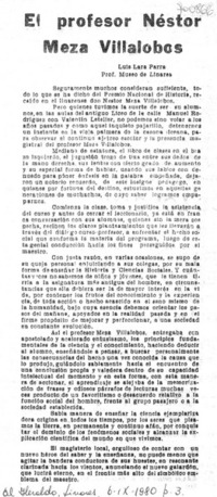 El profesor Néstor Meza Villalobos El profesor Néstor Meza Villalobos