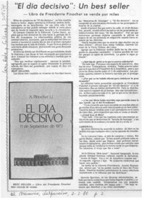 "El día decisivo": un best seller. "El día decisivo": un best seller.