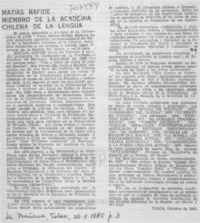 Matías Rafide miembro de la Academia de la Lengua. Matías Rafide miembro de la Academia de la Lengua.