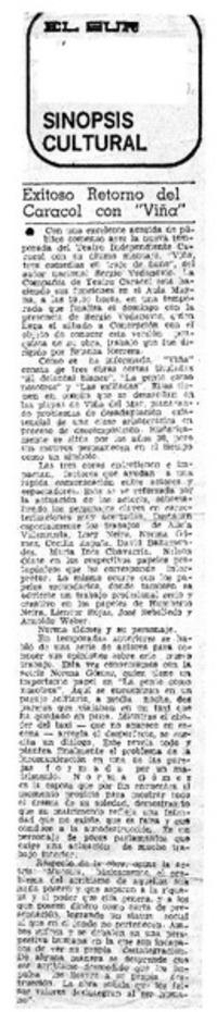 Exitoso retorno del caracol con "Viña". Exitoso retorno del caracol con "Viña".