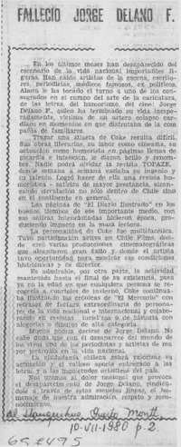 Falleció Jorge Délano F. Falleció Jorge Délano F.