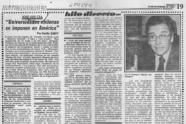 "Universidades chilenas se imponen en América" (entrevista) "Universidades chilenas se imponen en América" (entrevista)