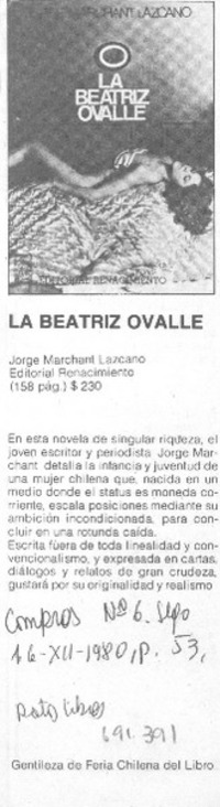 La Beatriz Ovalle. La Beatriz Ovalle.
