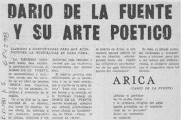 Darío de la Fuente y su arte poético. Darío de la Fuente y su arte poético.