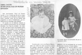 Emma Jauch: mi infancia fue un mundo dividido. Emma Jauch: mi infancia fue un mundo dividido.
