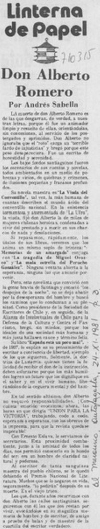 Don Alberto Romero Don Alberto Romero