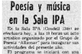Poesía y música en la sala IPA. Poesía y música en la sala IPA.