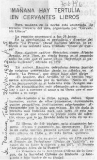 Mañana hay tertulia en Cervantes libros. Mañana hay tertulia en Cervantes libros.