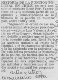 Historia de la función policial en Chile. Historia de la función policial en Chile.