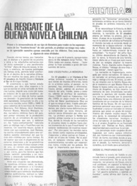 Al rescate de la buena novela chilena Al rescate de la buena novela chilena