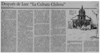 Después de leer "La cultura chilena" Después de leer "La cultura chilena"