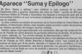 Aparece "Suma y epílogo" Aparece "Suma y epílogo"