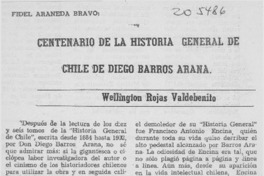 Fidel Araneda Bravo; "Centenario de la Historia General de Chile, de Diego Barros Arana" Fidel Araneda Bravo; "Centenario de la Historia General de Chile, de Diego Barros Arana"