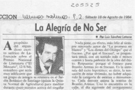 La alegría de no ser La alegría de no ser