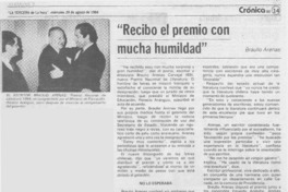 "Recibo el premio con mucha humildad" "Recibo el premio con mucha humildad"