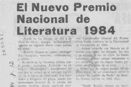 El Nuevo Premio Nacional de Literatura 1984 El Nuevo Premio Nacional de Literatura 1984