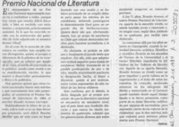 Premio Nacional de Literatura, Braulio Arenas Premio Nacional de Literatura, Braulio Arenas
