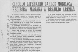 Circulo literario Carlos Mondaca recibirá mañana a Braulio Arenas Circulo literario Carlos Mondaca recibirá mañana a Braulio Arenas