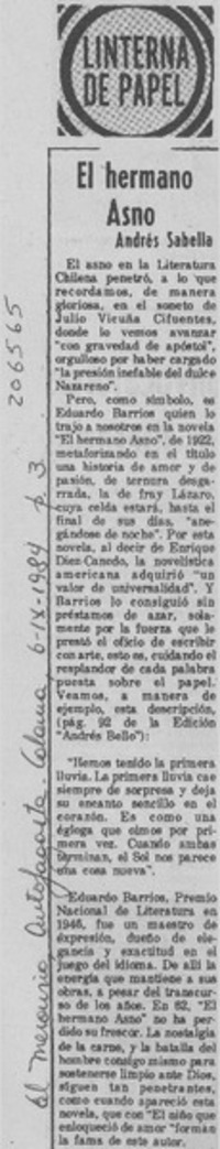 "El hermano asno" "El hermano asno"